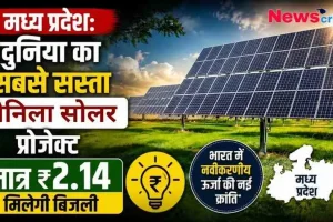 मध्य प्रदेश में स्थापित दुनिया के सबसे सस्ते वैनिला सोलर प्रोजेक्ट और ₹2.14 प्रति यूनिट बिजली से जुड़े न्यूज़ ग्राफिक की तस्वीर - News Critic