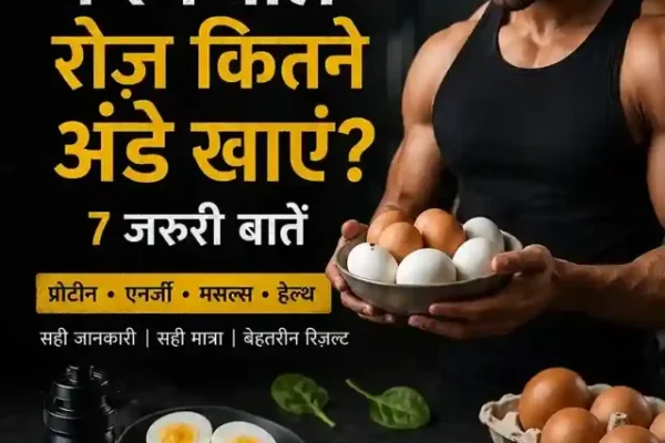 Gym करने वाला युवक हाथ में अंडों का बाउल पकड़े हुए, रोज कितने अंडे खाने चाहिए विषय पर हेल्थ वेब स्टोरी।