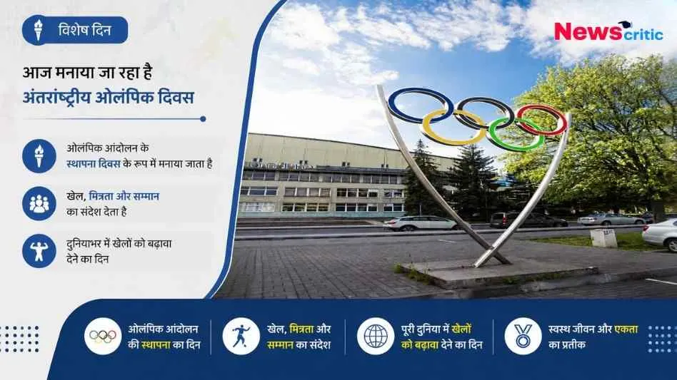 न्यूज़ क्रिटिक (News Critic) ग्राफिक: अंतर्राष्ट्रीय ओलंपिक दिवस विशेष - दुनियाभर में खेलों को बढ़ावा देने का दिन।