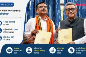 न्यूज़ क्रिटिक (News Critic) ग्राफिक: पश्चिम बंगाल बजट 2025-26 की बड़ी घोषणाएं, 1 लाख नौकरियों और महिलाओं के लिए भत्ते का ऐलान।