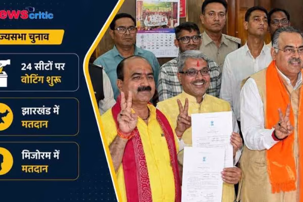 राज्यसभा चुनाव 2024: 24 सीटों पर वोटिंग शुरू, विक्ट्री साइन दिखाते हुए नेता