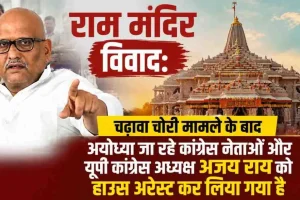 राम मंदिर विवाद में यूपी कांग्रेस अध्यक्ष अजय राय के हाउस अरेस्ट से जुड़ी खबर का ग्राफिक - News Critic