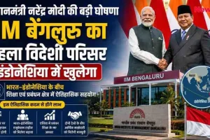 प्रधानमंत्री नरेंद्र मोदी और इंडोनेशियाई राष्ट्रपति की तस्वीर के साथ 'IIM बेंगलुरु का पहला विदेशी परिसर इंडोनेशिया में खुलेगा' की बड़ी घोषणा दर्शाता न्यूज़ ग्राफ़िक, जिसमें IIMB की इमारत, दोनों देशों का नक्शा और इस ऐतिहासिक सहयोग के लाभ बताए गए हैं। (News Critic)