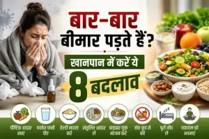 बार-बार बीमार पड़ते व्यक्ति के लिए इम्यूनिटी बढ़ाने वाले हेल्दी फूड्स जैसे फल, हरी सब्जियां, दही और ड्राई फ्रूट्स