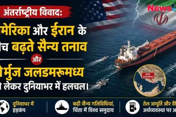 वैश्विक तनाव और कच्चे तेल की बढ़ती कीमतों के कारण भारतीय शेयर बाजार (सेंसेक्स और निफ्टी) में भारी गिरावट की जानकारी देता न्यूज़ क्रिटिक (News Critic) का बिजनेस इंफोग्राफिक बैनर।