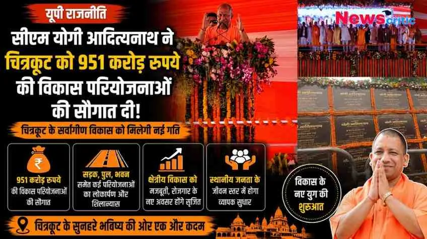 उत्तर प्रदेश के मुख्यमंत्री योगी आदित्यनाथ ने चित्रकूट में 951 करोड़ रुपये की विकास परियोजनाओं का लोकार्पण और शिलान्यास किया।