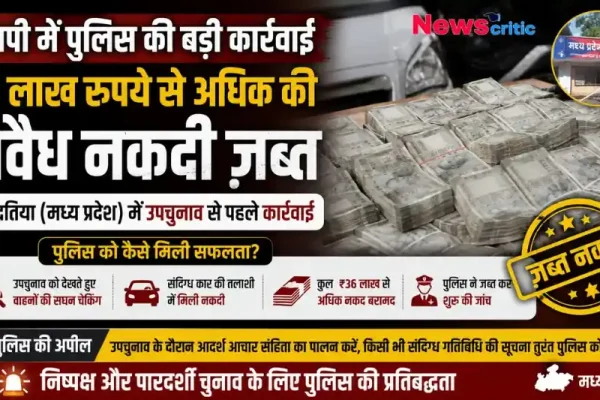 मध्य प्रदेश: दतिया में उपचुनाव से पहले पुलिस की बड़ी कार्रवाई, 36 लाख रुपये से अधिक की अवैध नकदी जब्त - न्यूज़ क्रिटिक।