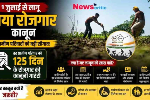 1 जुलाई से लागू नया रोजगार कानून - ग्रामीण परिवारों को 125 दिन के रोजगार की गारंटी | News Critic