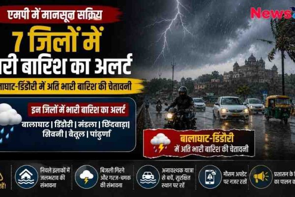 एमपी में मानसून सक्रिय - 7 जिलों में भारी बारिश का अलर्ट और बालाघाट-डिंडौरी में अति भारी बारिश की चेतावनी | News Critic