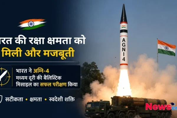 भारत की रक्षा क्षमता को मिली मजबूती: अग्नि-4 मध्यम दूरी की बैलिस्टिक मिसाइल का सफल परीक्षण - News Critic