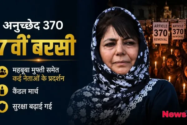 अनुच्छेद 370 की 7वीं बरसी पर महबूबा मुफ्ती और प्रदर्शन का दृश्य - News Critic