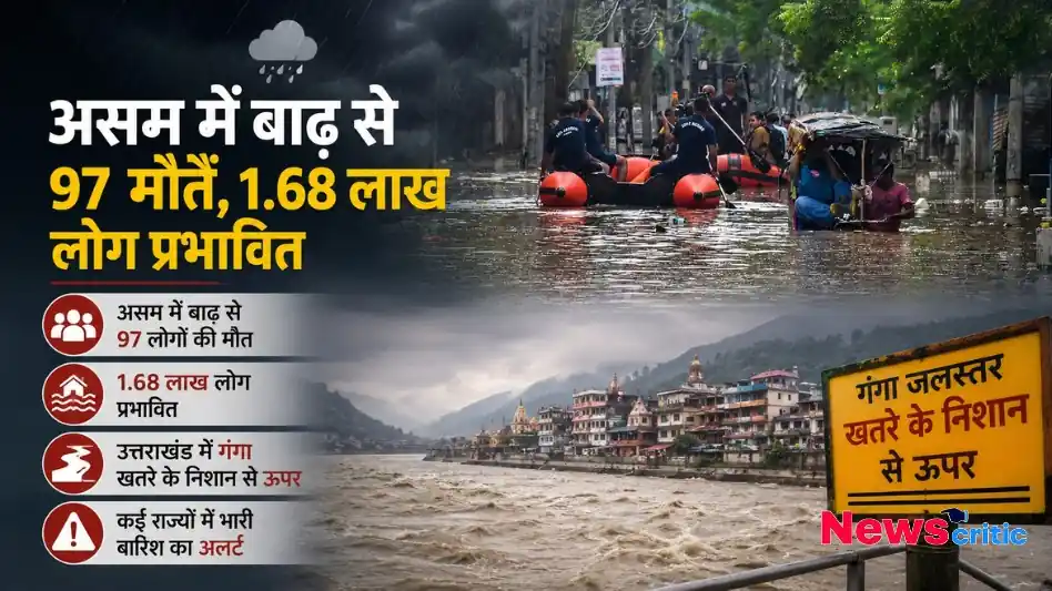 असम में बाढ़ से 97 मौतें और 1.68 लाख लोग प्रभावित - News Critic