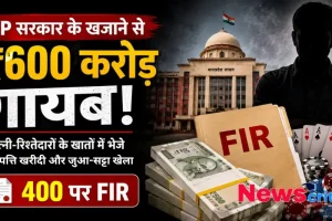 न्यूज़ क्रिटिक - एमपी सरकार के खजाने से ₹600 करोड़ गायब होने, पैसों से संपत्ति खरीदने, जुआ खेलने और मामले में 400 लोगों पर एफआईआर (FIR) की जानकारी देने वाला ग्राफ़िक।