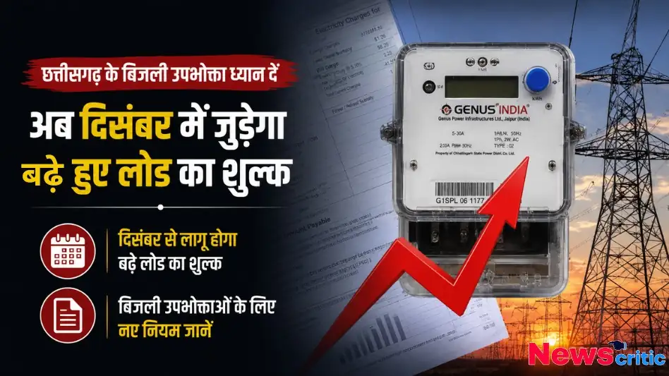 छत्तीसगढ़ के बिजली उपभोक्ता ध्यान दें, अब दिसंबर में जुड़ेगा बढ़े हुए लोड का शुल्क - News Critic