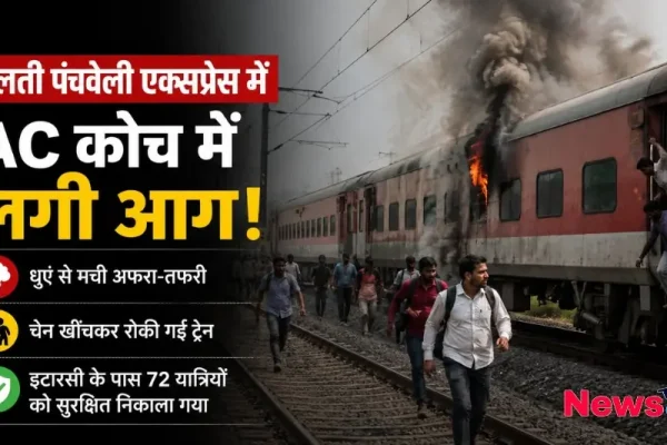 चलती पंचवेली एक्सप्रेस के AC कोच में आग लगने और यात्रियों को सुरक्षित निकाले जाने का दृश्य - News Critic