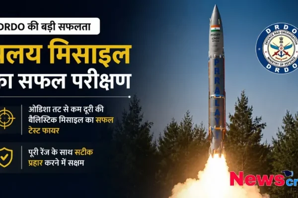 DRDO द्वारा ओडिशा तट से 'प्रलय' बैलिस्टिक मिसाइल की सफल लॉन्चिंग की तस्वीर - न्यूज़ क्रिटिक