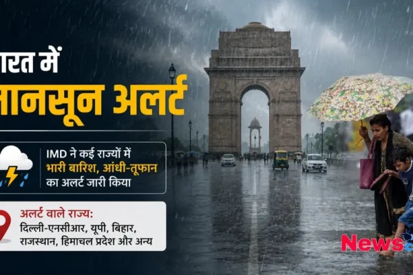 भारत में मानसून अलर्ट, IMD ने दिल्ली-एनसीआर, यूपी, बिहार, राजस्थान और हिमाचल प्रदेश में भारी बारिश और आंधी-तूफान की चेतावनी जारी की, न्यूज़ क्रिटिक पर अपडेट पढ़ें।
