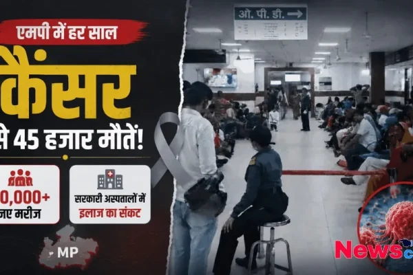 एमपी में कैंसर से हर साल 45 हजार मौतों, 80 हजार नए मरीजों और सरकारी अस्पतालों में इलाज के संकट को दर्शाता न्यूज़ क्रिटिक (News Critic) का ग्राफ़िक।
