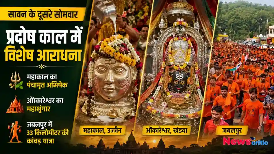 सावन दूसरा सोमवार प्रदोष काल महाकाल उज्जैन ओंकारेश्वर खंडवा कांवड़ यात्रा जबलपुर थंबनेल News Critic