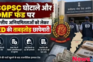 न्यूज़ क्रिटिक: छत्तीसगढ़ लोक सेवा आयोग (CGPSC) घोटाले और DMF फंड में वित्तीय अनियमितताओं को लेकर ईडी (ED) की ताबड़तोड़ छापेमारी को दर्शाता समाचार पोस्टर।