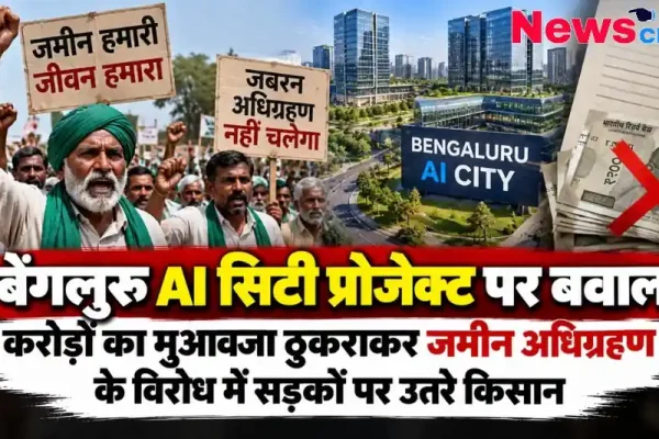 बेंगलुरु AI सिटी प्रोजेक्ट के लिए जमीन अधिग्रहण का विरोध, मुआवजे को ठुकराकर प्रदर्शन करते किसान - न्यूज़ क्रिटिक
